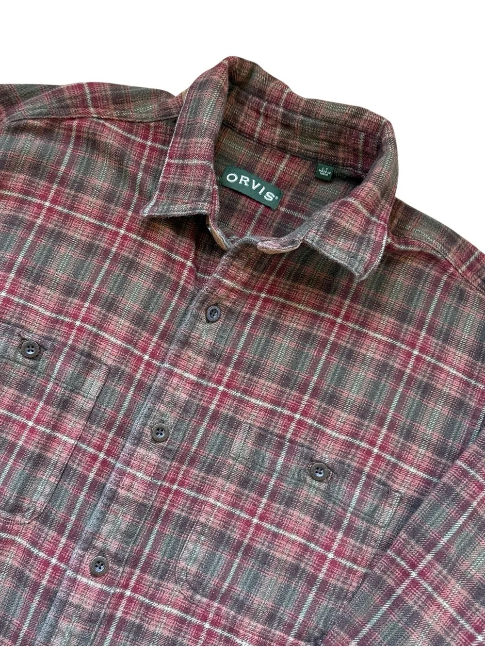 Orvis Perfect Flannel Shirt Mens L Plaid Button Up Outdoor Cabin Core Lumberjack - Picture 1 of 11